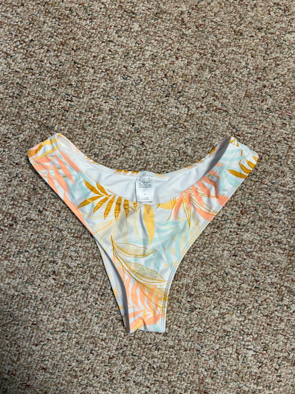 wild fable Tropical Leaf Print Bikini Bottoms in White, Yellow, Peach